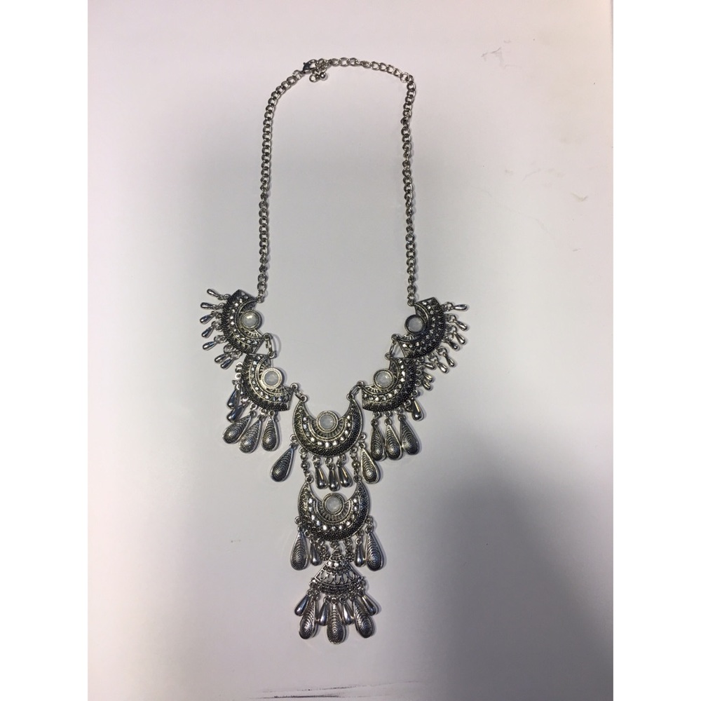 Boho opal stone tribal style necklace